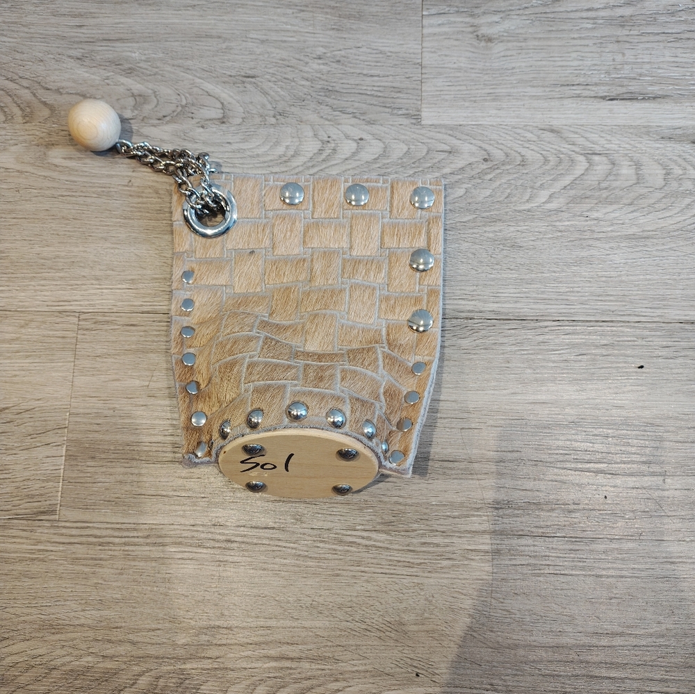 Tan Woven Keychain with Silver Accents